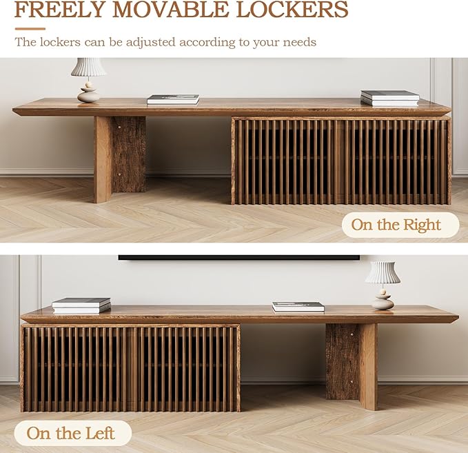 Modern TV Stand, Entertainment Center with Storage, Extendable TV Media Console for Up to 55+ Inch, Minimalist Television Cabinet for Living Room/Bedroom - Rustic Brown (78.7"-110" Extendable)