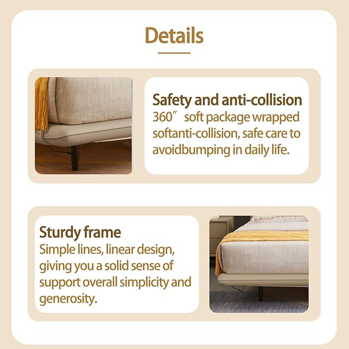 Modern Upholstered Bed Frame Sleek Design Comfort Padded Headboard Ideal for Modern Bedrooms Stylish and Sturdy (Twin)