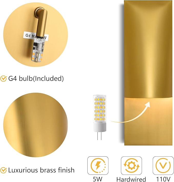 18" Wall Sconce Gold, Modern Decorative Wall Sconces, Suitable For Exterior Patio, Porch, Bedroom, Living Room, This Wall Light Can Withstand Harsh Weather Conditions Such As Rain And Snow Outdoors