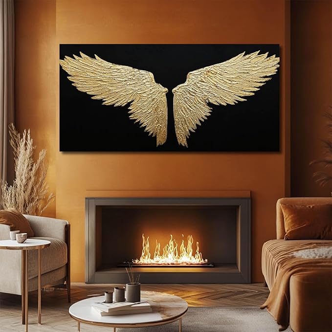 NBAODAN Large Canvas Art Black Abstract Wall Decor Gold Bird Painting Modern Wall Art for Office Minimalist Home Decor Artwork for Living Room 29x58 Inch