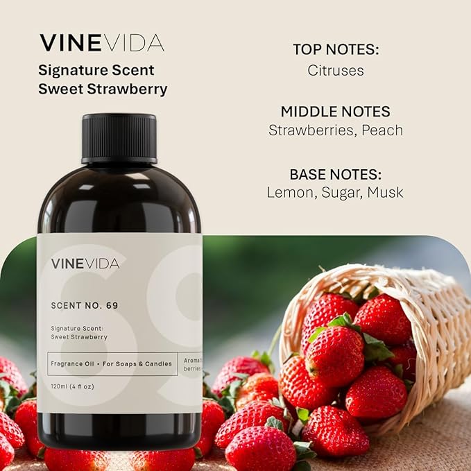 VINEVIDA [4 Fl Oz] Sweet Strawberry Fragrance Oil for Cold Air Diffusers, Essential Oils for Diffuser Oil Refill & Air Freshener Room Spray