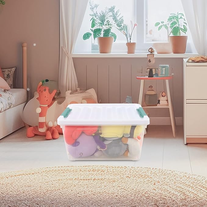 6 Packs 35 L Clear Plastic Stackable Storage Container, Storage Bins with Lids