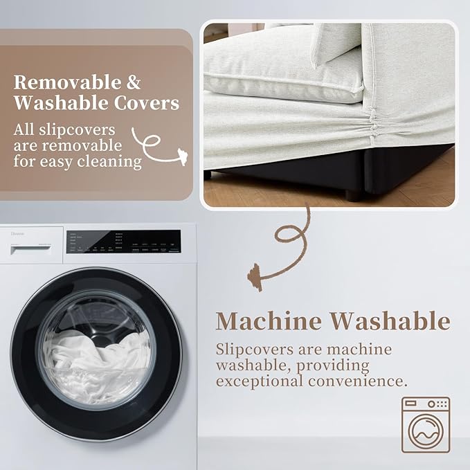 Cloud Sectional Sofa for Living Room,High Backrest Down Filled Spill & Stain-Resistant Cloud Couch,5 Seater Oversized Modular V-Shaped Couches,Removable Washable Cushion Covers,Cream White