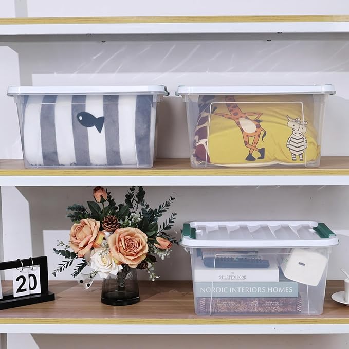 20 Quart Clear Storage Latch Box, Set of 6 Plastic Storage Containers with Lids