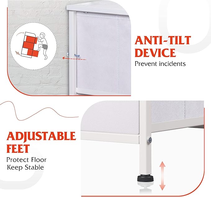 WLIVE Storage Organizer Unit with 13 Fabric Bins, Storage Drawers Organizer with Steel Frame, Tall Storage Tower Organizaton for Living Room, Hallway, Office, White