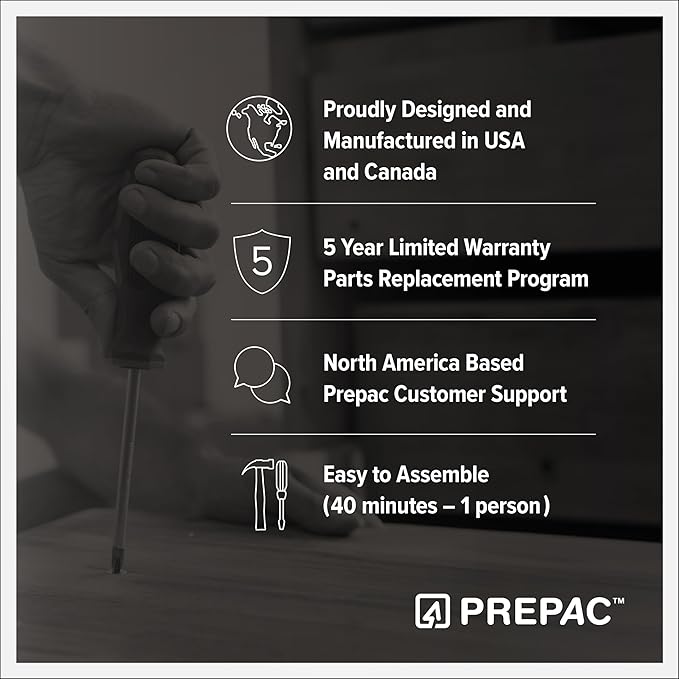 Prepac Simply Modern Nightstand Bedside Table, White Nightstand for Bedroom, End Table with 2 Drawers and Open Shelf 23.75" W x 26.75" H x 16" D