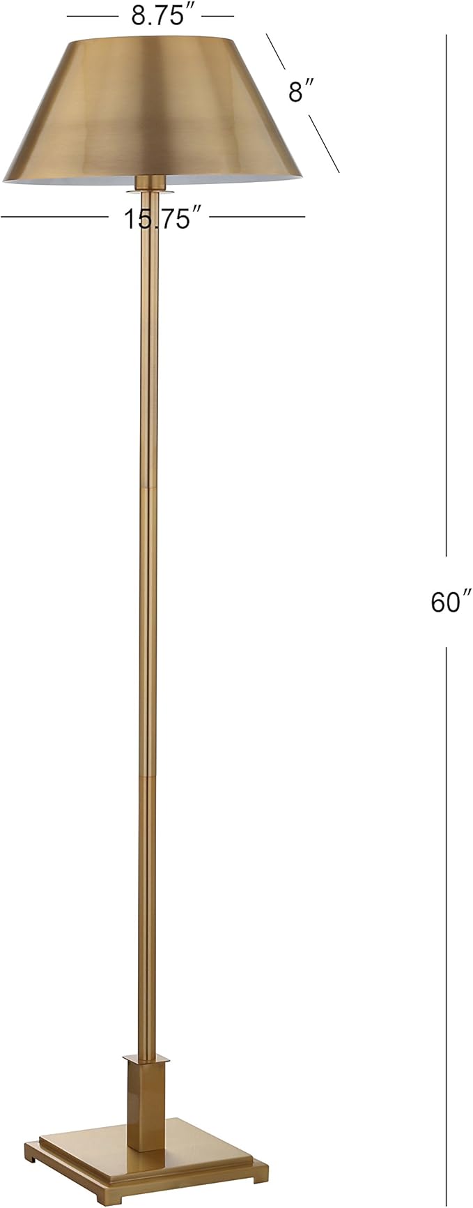 JONATHAN Y JYL6005B Roxy 60" Metal LED Floor Lamp Contemporary,Transitional for Bedrooms, Living Room, Office, Reading, BrushedBrass, Brass Gold