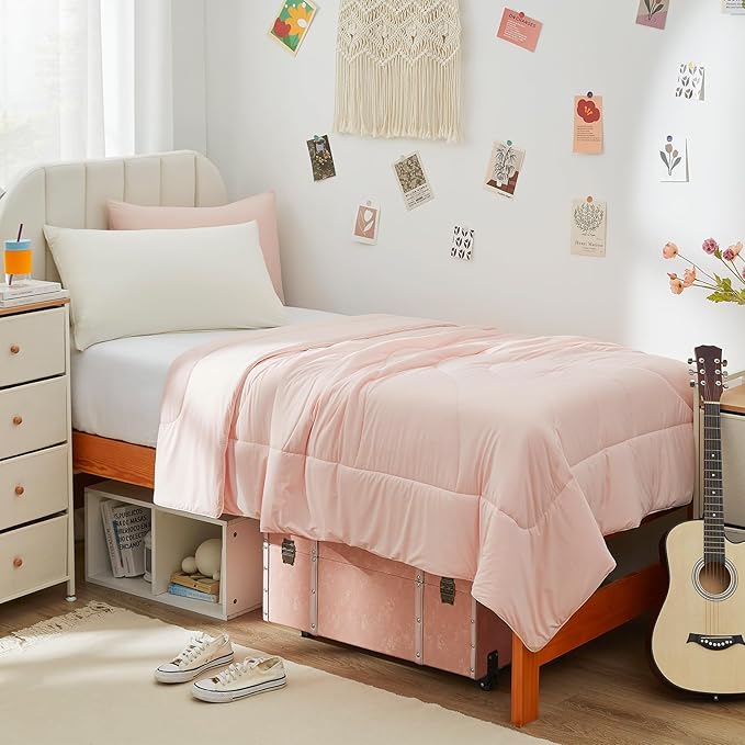 Dream Valley®Outlast®Cooling Comforter, NASA-Grade Technology Cooling Blanket, Q-Max > 0.45 Aerocool™Cooling for Night Sweats, Hot Sleepers,Pink Blush, 68"x90" Twin XL