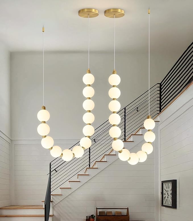 Modern Chandeliers LED Dimmable Light Acrylic Balls Ceiling Pendant Lighting for Living Room Dining Room Bedroom Adjustable Hanging Lights 25 Watts Gold Lamp