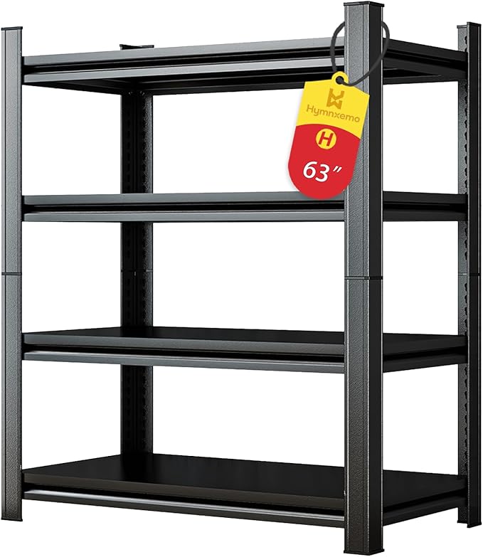 63" Tall Heavy Duty Metal Shelf Unit, 2000 lbs Capacity,Tool Free Assembly, All Steel Construction for Garage, Warehouse, Basement (Black, 39.4''W x 19.7''Dx 63" H)