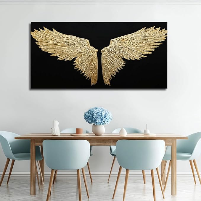 NBAODAN Bird Wall Decor Black and Gold Wall Art Neutral Decorative Pictures 24"x48" Large Abstract Paintings for Living Room Bedroom Textured Art