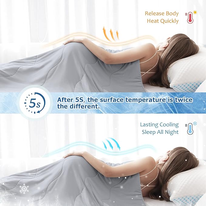 EASELAND King Tencel Cooling Comforter for Hot Sleepers - Double-Sided Lightweight and Breathable Fabric for Night Sweats - All Season Cooling Blanket Machine Washable（108x90in, Grey）