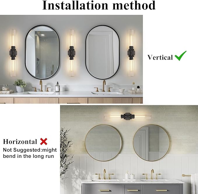 Black Crystal Wall Sconces Light for Bathroom Modern Bathroom Vanity Lights Fixture,28.5in Indoor Wall Sconce,Linear Crystal Sconces Wall Lighting for Bedroom,Hallway,Staircase,Living Room,Dining Room