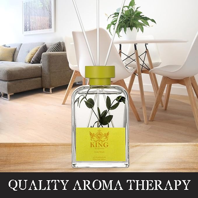 Reed Diffuser (200ml) Reed Diffuser Set,Reed Diffuser & Oil Diffuser Sticks with Flower, Aromatherapy, Home & Kitchen Decor,Fragrance and Gifts (Green Water Moss) - Pack of 3