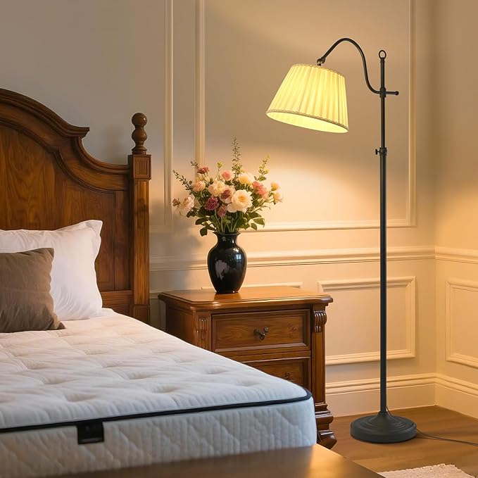 Smart 12W LED Floor Lamps Adjustable Brightness and Color, Black Retro Modern Boho Home Decor, Living Room Sofa Corner Bedroom Bedside Office Reading Standing Tall Lights