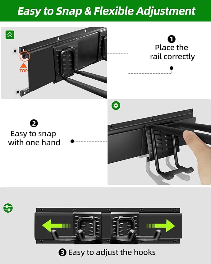 64 inches Garage Tool Organizer Wall Mount, Heavy Duty Garden Tool Organizer Rack, Hanging Storage Organization Racks Holder with 10 Hooks, for Lawn Tools, Shovel, Shed