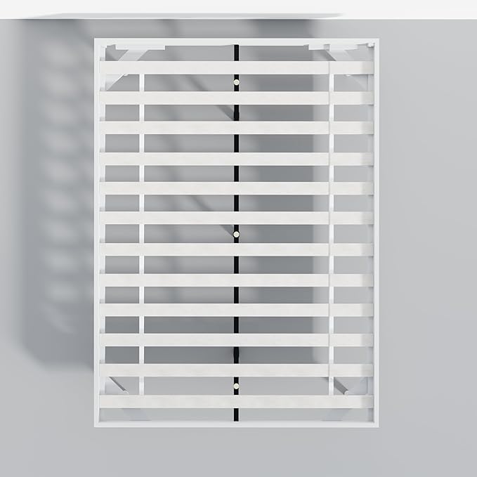 HavenWood Modern Solid Wood Platform Bed Base with Inset Wood Legs – No Box Spring Needed,Fast Assembly – Full Size in White (No Headboard)