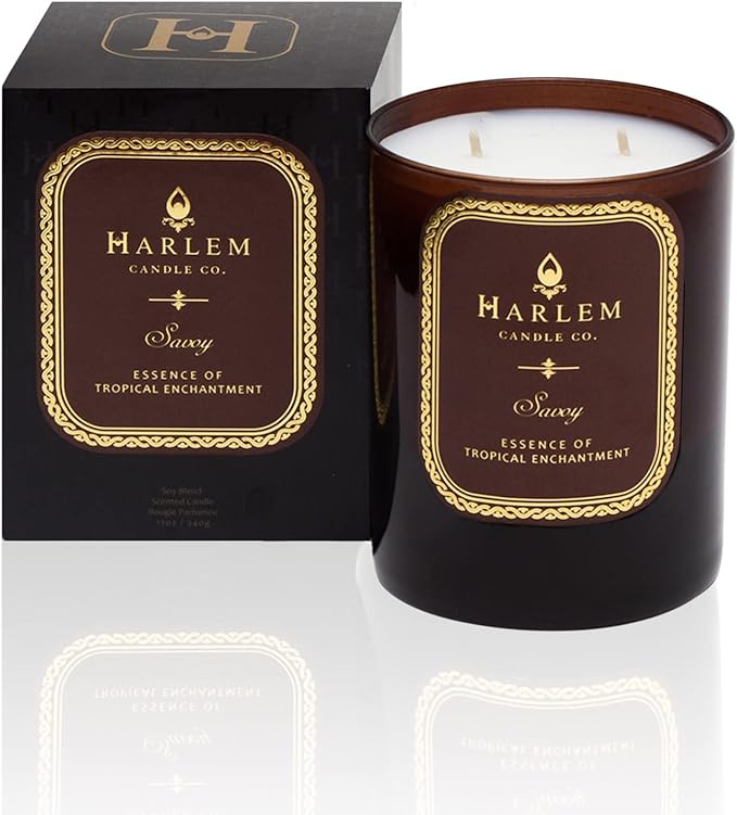 HARLEM CANDLE CO. Savoy - Luxury Scented Soy Candle, 11 oz - 80-Hour Burn Time | Blackcurrant, Mandarin, Green Apple and Lily of The Valley | Scented Candles for Home