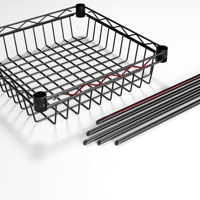 SINGAYE 6 Tier Shelf Wire Rack Shelving with Wheels Metal Storage Shelves Adjustable Closet Bathroom Organizers Baskets Pantry Kitchen Garage Laundry Room 13.5" D x 13.5" W x 63" H Black