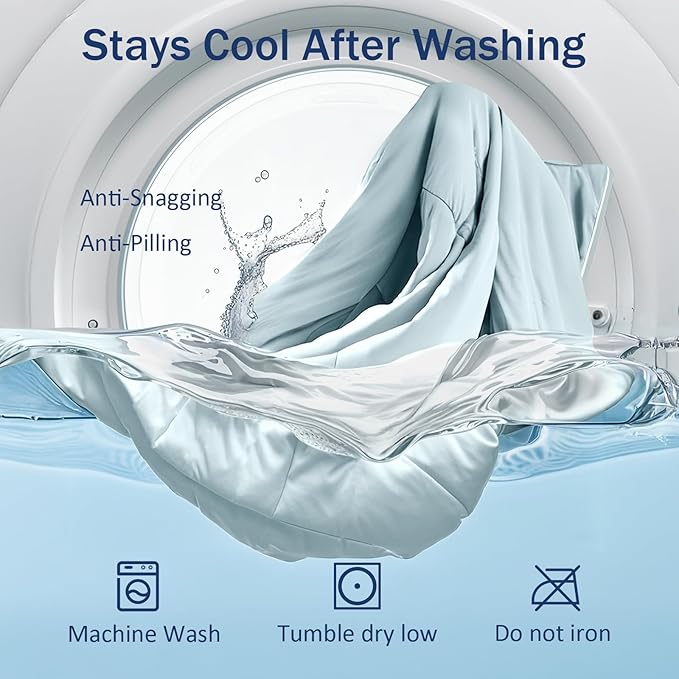 Cooling Blanket Comforter Hot Sleepers Full/Queen Soft Cooling Blanket, Double-Sided Cool Bedding for Night Sweats, All-Season Lightweight Comforter(90 * 90inch, Light Blue)