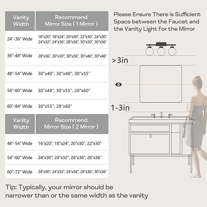 Wall Mount Mirror for Bathroom, Brush Black Metal Framed Rounded Corner Rectangular Vanity Mirror (20" x 30", Black)