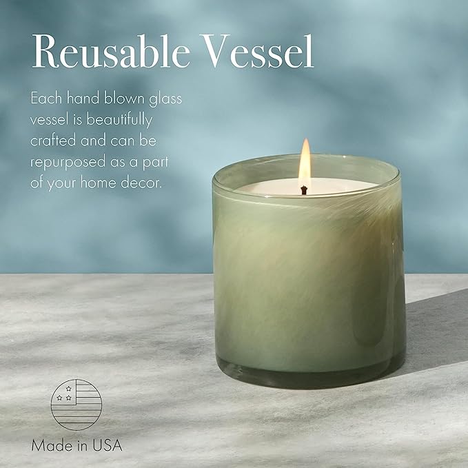 LAFCO New York Classic Candle, Fresh Cut Gardenia - Pack of 2, 6.5 oz - 50-Hour Burn Time - Reusable, Hand Blown Glass Vessel - Made in The USA