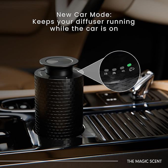 The Magic Scent Mini USB Car Diffuser - Waterless Scent Machine for Home & On-The-Go - Intensity Control & Timer - Waterless Oil Diffuser - Rechargeable Car Air Freshener Diffuser up to 400 sq. ft.