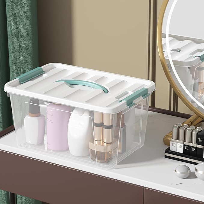 Readsky 4 Packs Clear Storage Latch Box Plastic, Plastics Storage Bins, 14 Quart