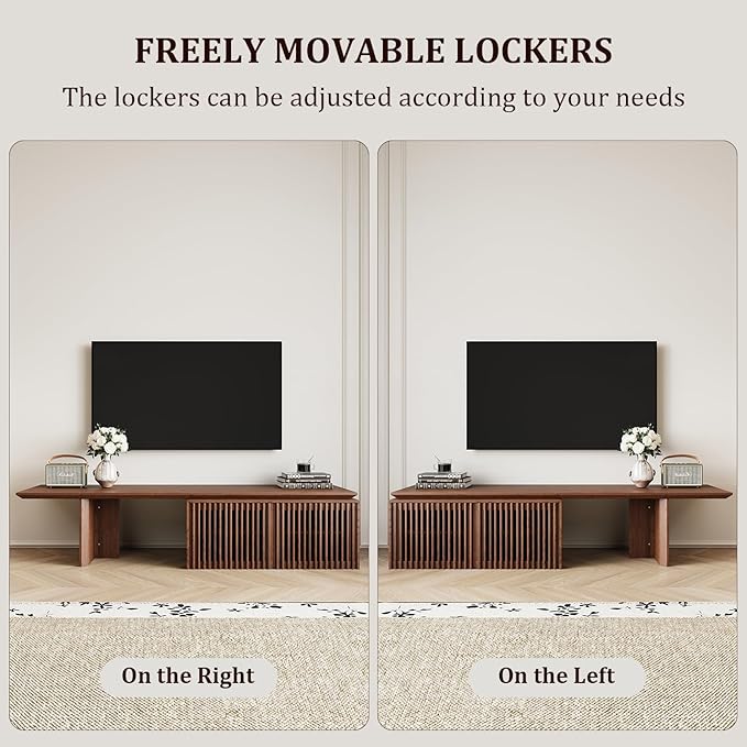 Modern TV Stand, Entertainment Center with Storage, Extendable TV Media Console for Up to 55+ Inch, Minimalist Television Cabinet for Living Room/Bedroom - Walnut (78.7"-110" Extendable)