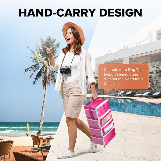 Suitcase Organizer, Travel Luggage Organizer Hanging Shelves Packing Cube Closet/Collapsible Portable Travel Organizer for Carry-on