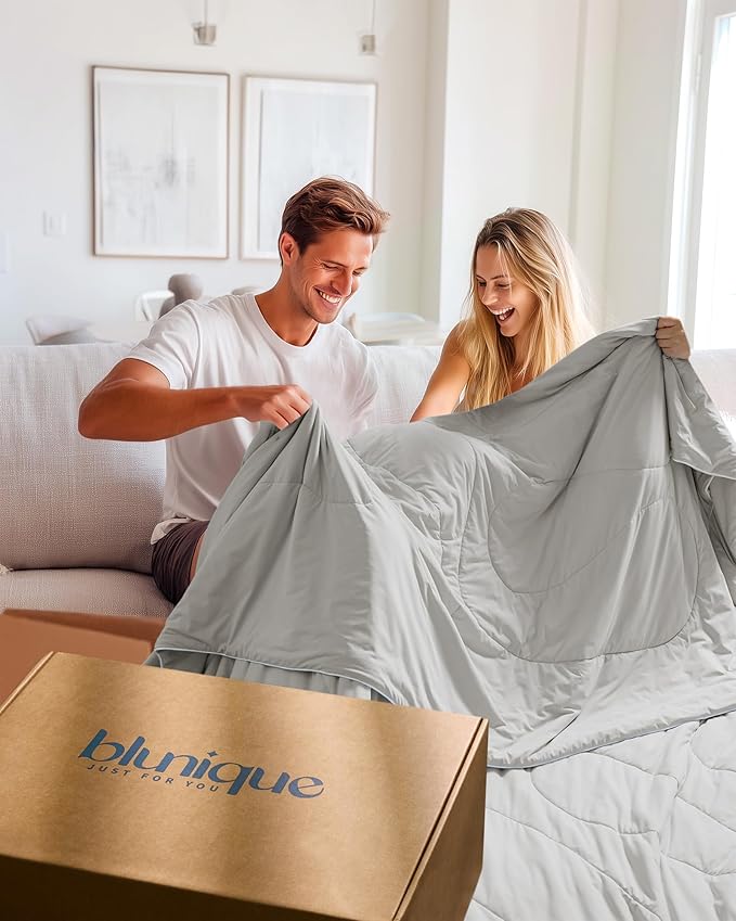 Cooling Comforter Twin Size, Breathable Blanket for Hot Sleepers & Night Sweats, Q-Max>0.46 Tech, Summer Lightweight & Skin-Friendly Bedding,60"x90", Light Gray