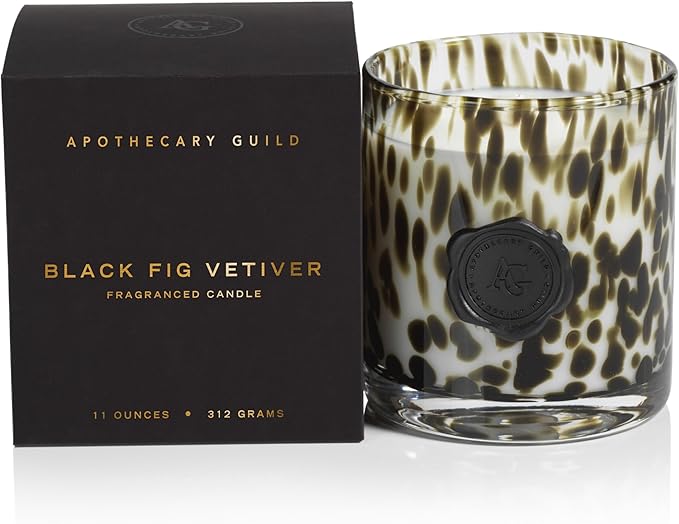 Zodax Apothecary Guild Opal Glass Jar Scented Candle for Home Decor - Single-Wick Candle Ideal for The Home - Gift Box Package Included - Black Fig Vetiver - 11 Oz.