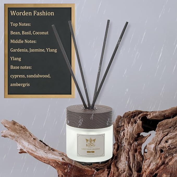 Reed Diffuser (100ml) Light Blue Modern Reed Diffuser Set,Reed Diffuser & Oil Diffuser Sticks with Flower, Aromatherapy, Home & Kitchen Decor,Fragrance and Gifts - Pack of 3