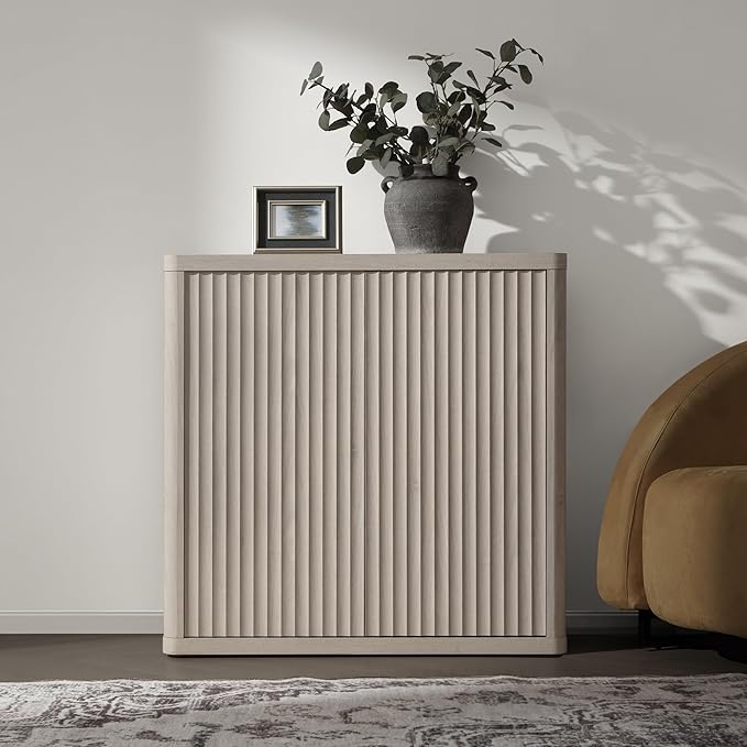 SICOTAS Buffet Cabinet with Storage Sideboard Accent Modern Credenza with Doors & Shelves Fluted 34.6" Tall Media Console Mid Century Coffee Bar Table for Living Room Kitchen Dining Room Hallway