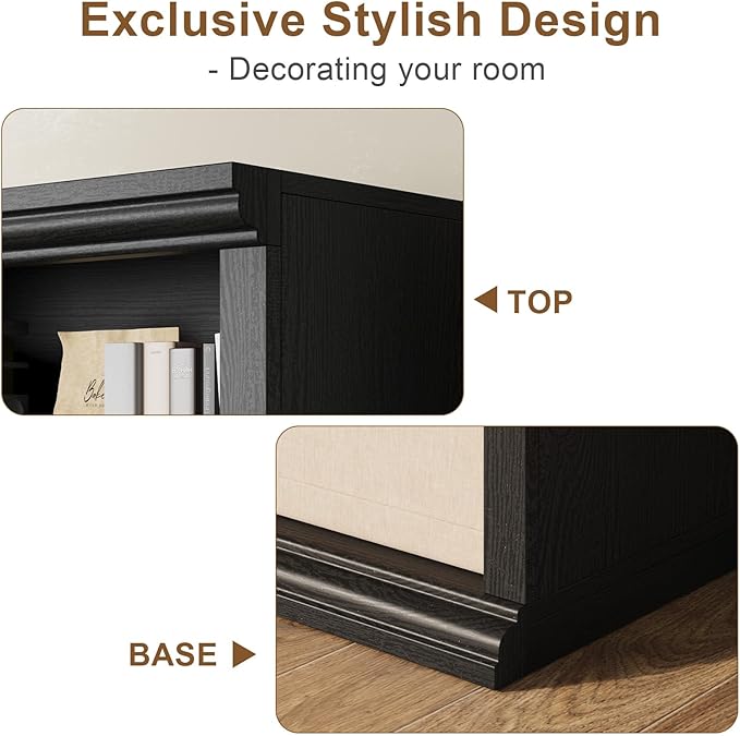 Rresyet Bookcase and Bookshelves, 28" W Tall Bookshelf with Elegant Design, 6 Tiers Spacious Book Storage, Freestanding Book Organizer, Display Library Shelf for Home Office, Living Room & Study Room