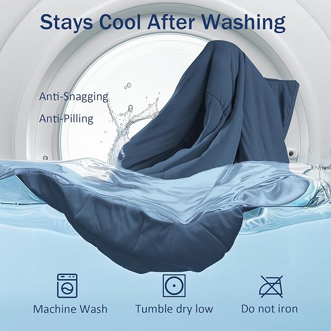 Cooling Blanket Comforter Hot Sleepers King/Cali King Soft Cooling Blanket, Double-Sided Cool Bedding for Night Sweats, All-Season Lightweight Comforter(106 * 90inch, Midnight Blue)