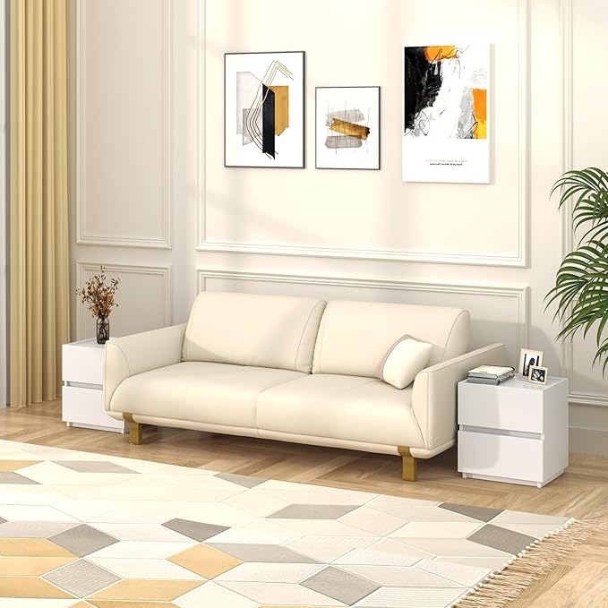 Nightstands Set of 2, Small Dresser for Closet, Sofa Side Table with Drawers for Small Spaces Wooden Bedside Tables, White Modern Storage Cabinet for Bedroom. Entryway, 15.8 in