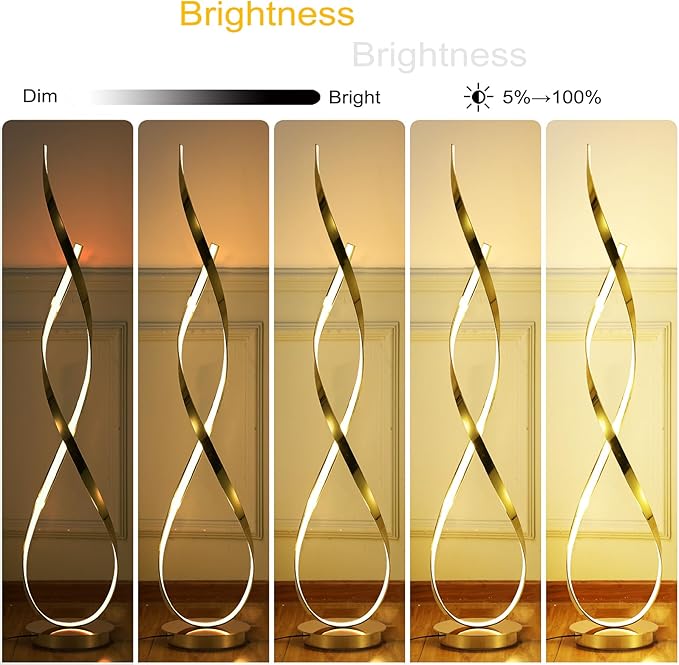 Gold LED Floor Lamp;40W Art Interior Decoration Home Nordic Standing Lamp for Living Room Lighting ; 3Color Remote Control Dimming