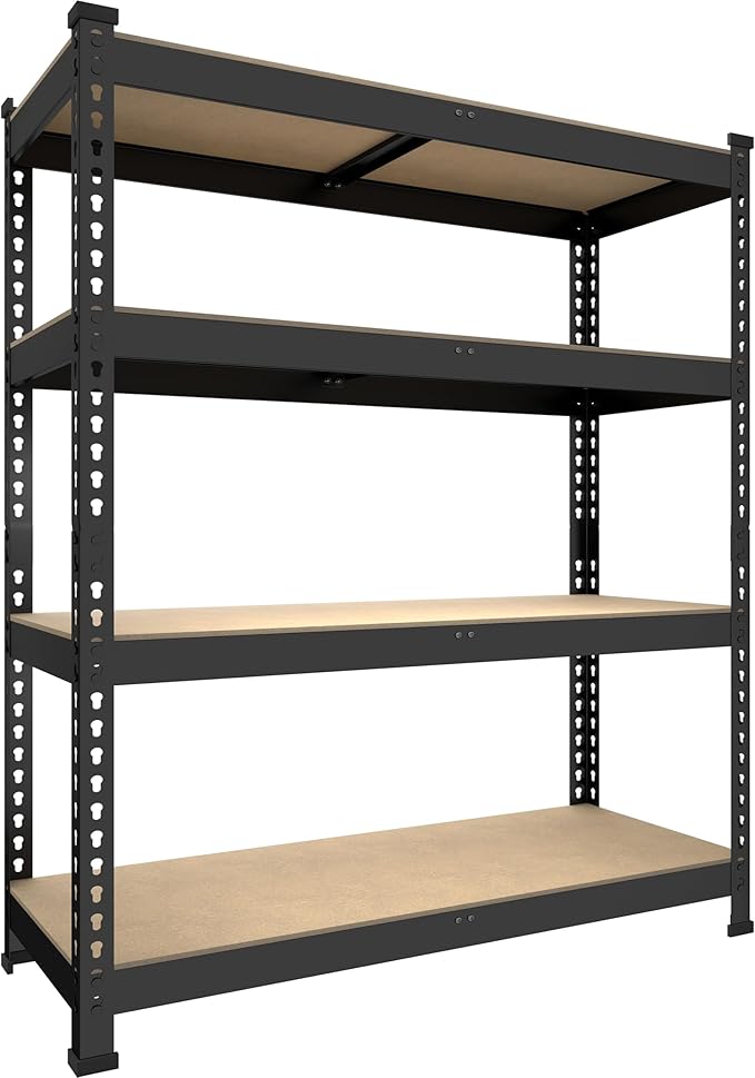 PrimeZone 4 Tier 36" W x 16" D x 55" H Storage Shelves - Adjustable Garage Storage Shelving, Heavy Duty Metal Storage Utility Rack Shelf Unit for Warehouse Pantry Closet Kitchen, Black