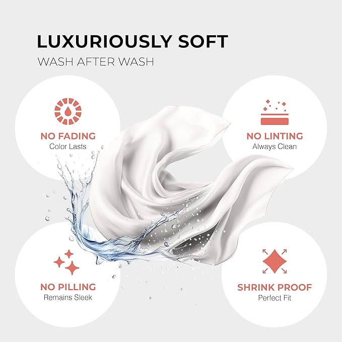 THREAD SPREAD 100% Egyptian Cotton Sheets Queen Size - 1200 Thread Count 4 PC Queen Sheet Set Egyptian Cotton, Sateen Luxury Sheets Queen Size, High Thread Count Sheets, 17" Deep Pocket - Light Grey