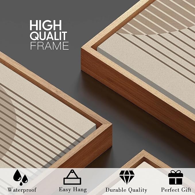 Neutral Boho Wall Art Minimalist Abstract Line Artwork for Living Room Bedroom Office 16x24 Inch Set of 3