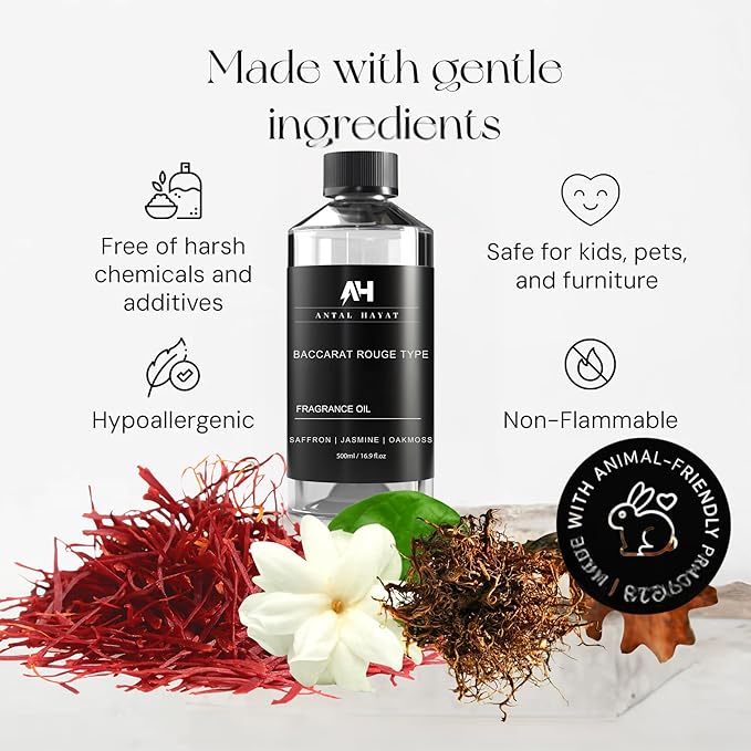 Baccarat Rouge 540 Diffuser Oil 500mL - Home Luxury Scents Refill - Antal Hayat Diffuser Oil - Luxury Hotel Inspired Aromatherapy - Baccarat Rouge Fragrance for Home - Inspired by Baccarat Perfume