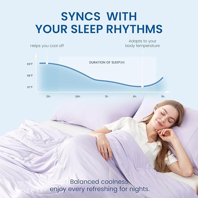 Cozy Bliss Cooling Comforter King Size Dual-Sided, Ultra-Soft Cooling Blankets for Hot Sleepers and Night Sweats, Breathable Lightweight Silky Smooth, Lavender Purple