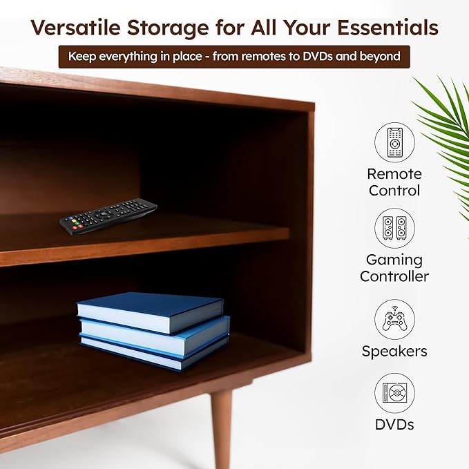 TV Stand for 55/65/75/85 up to 90 Inch TV, Mid Century Modern TV Stand for with Adjustable Shelves,Doors, Under 10 Minutes Assembly -TV Console for Living Room,TV Console Table-Walnut-72''