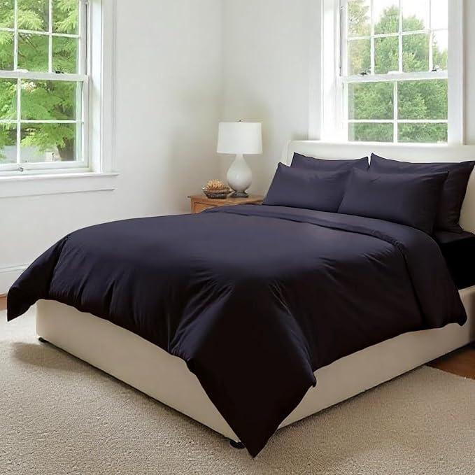 Fabdreams GOTS Certified 100% Organic Cotton Duvet Cover King Size - 400 TC Sateen - Soft - Silky - Zipper Closure - Edge Ties - 1 Duvet Cover (106"x92")+2 Pillow Shams (20"x36") - Dark Gray, 3 Piece