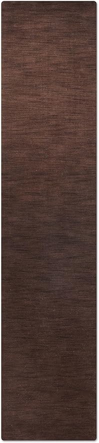 Hand Knotted Loom Wool ECO-Friendly Area Rugs - 2'6''x6', Runner, Brown Color, Solid Plain Design, High Pile Handmade Anti Skid Area Rugs for Living Room, Bed Room (L00111)