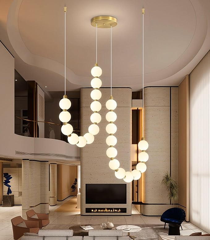 Modern Chandeliers LED Dimmable Light Acrylic Balls Ceiling Pendant Lighting for Dining Room Living Room Bedroom Adjustable Hanging Lights 45 Watts Gold Lamp