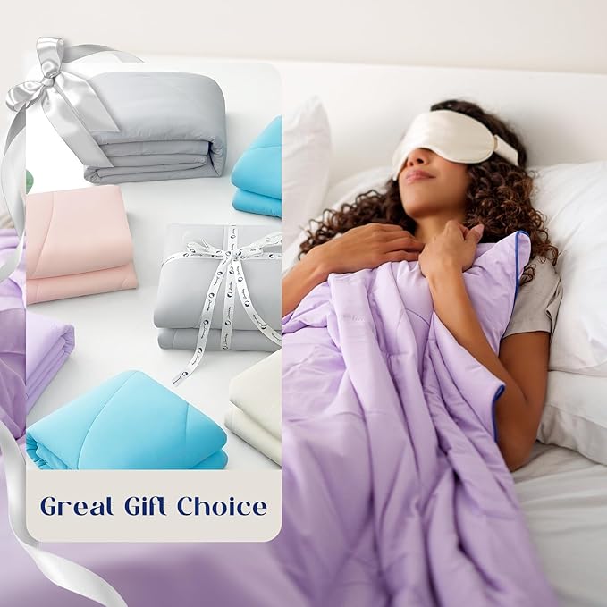 Dream Valley Outlast® King Cooling Comforter, NASA-Grade Instant Cooling Blanket for Hot Sleepers, Luxurious Comforter for All Season, Lavender Fog, 106"x90"