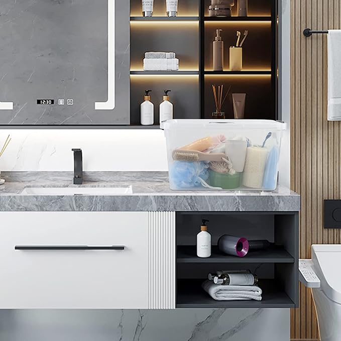 17.5 L Clear Plastic Storage Box, 4-Pack Latch Storage Bin