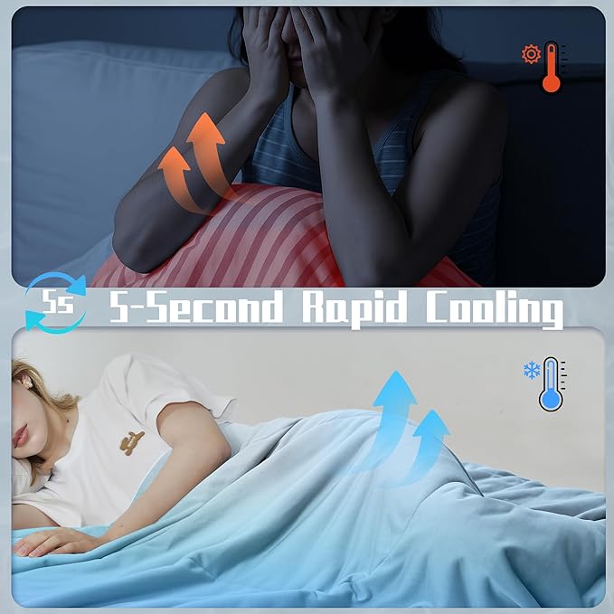 DOWNCOOL Cooling Comforter, Blue Cooling Blanket Twin Size, Cooling Duvet for Hot Sleeper, Breathable Summer Quilt, Lightweight Soft Q-Max>0.4 Arc-Chill Cool Comforter,68"X90"